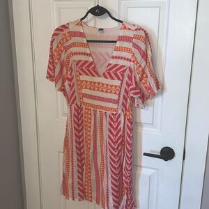 Old Navy mini dress pink and orange size M